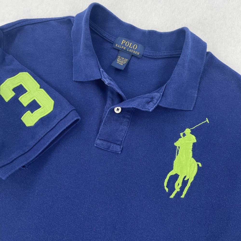 Polo Ralph Lauren Polo Shirt Youth XL 18-20 Blue Big Pony Short Sleeve Preppy